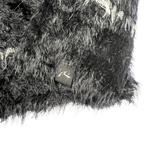 Rusty Eyelash Sweater Black Striped Fuzzy Knit Crew Neck Cropped Women's 10 - Picture 11 of 11